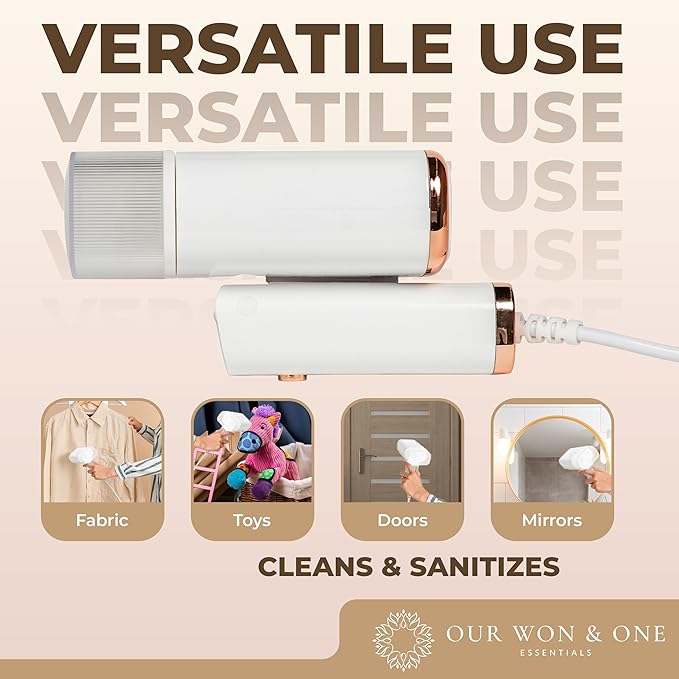 Travel Essentials : Steamer for Clothes - Home or Travel Steamer & Iron, White with Rose Gold Accents, 1000W Steam, Fast Heat Up, Removes Wrinkles in Seconds, a must-add to Travel Accessories