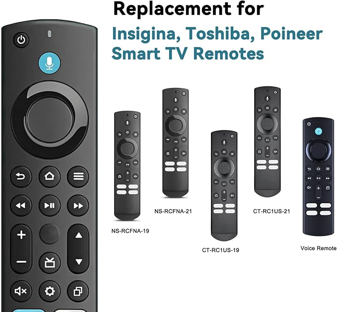 Replacement All Fire Smart TV Remote(Insignia, Toshiba, Onmi, Pioneer), Compatible for Fire Stick/Cube Remote(4K, 1st, 2nd, 3rd Gen, Life) with Voice