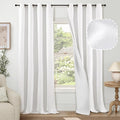 White Blackout Curtains for Living Room 90 Inch Length 2 Panels Set, Thermal Insulated Black Out Privacy Soundproof Grommet Farmhouse Linen Window Curtains for Bedroom Darkening, Each 52”Wide