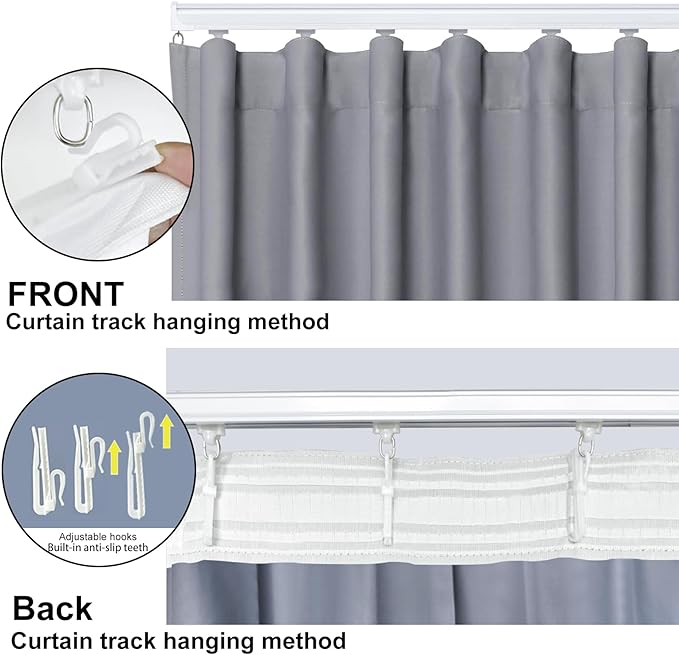 Room Divider Blackout Curtain Track Curtains Wall Dividers Panels Screen for Living Rooms Bedroom Office Privacy Partition Separation, W150 × L120 Inch,1 Panel, Light Grey