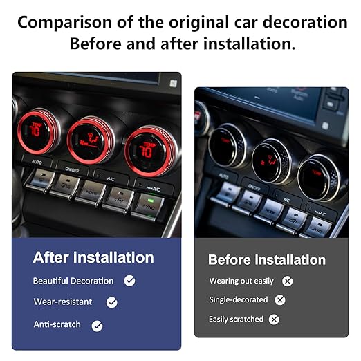 Auovo AC Knob Rings Covers Compatible with Subaru BRZ 2022-2026 for Toyota GR86 2022-2025 2026 Interior Accessories Air Climate Control Switch Knob Button Ring (Air Conditioning Knobs Cover-3PCS, Red)
