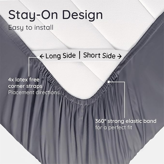 Bambaw 100% Viscose Derived from Bamboo Fitted Sheets King Size, Cooling Fitted Sheets King Size, 16’’ Deep Pocket King Size Fitted Sheet Only, Breathable King Size Bottom Fitted Sheet Only (Charcoal)