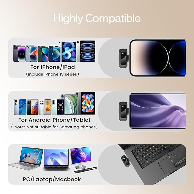 LIZHUZHONG Ai Mini Mic Wireless Lavalier Microphone System (2TX+2RX+Case), Magnetic & Clip-On Microphone for iPhone, Android, Vlogging, Studio-Quality Sound, 48H Battery, Ai Noise Cancelling