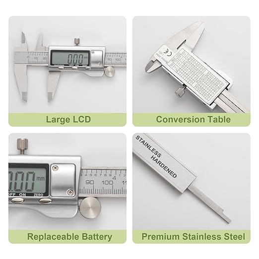 SCITOOLS All-Metal Digital Caliper 0-6" Measuring Tool, Micrometer Caliper with Auto-Off Feature, Interchangeable Between inches and millimeters for DIY/Household and 3D Printing