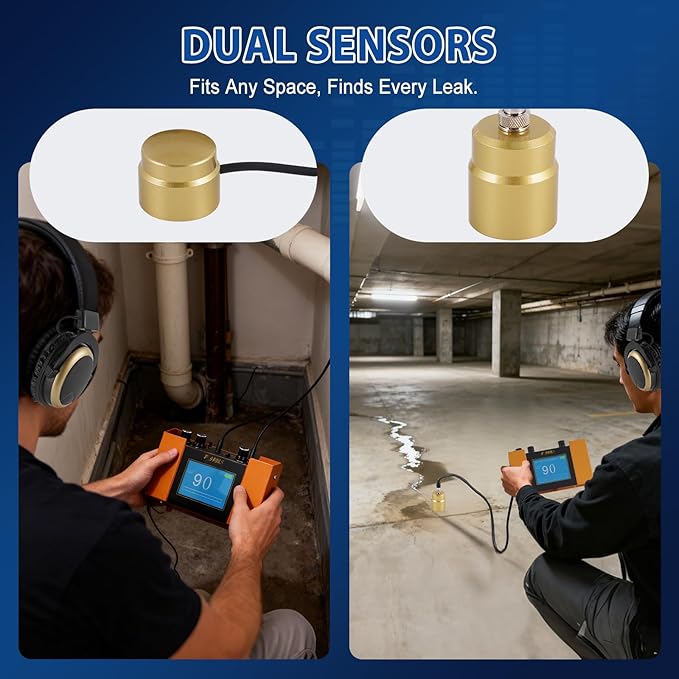 Underground Water Leak Detector Water Leak Detection Device Water Pipe Leak Detector with Digital Display & Adjustable 4 Gears Frequency for Pool Pipe, Fire Pipe, Floor Heating Pipe