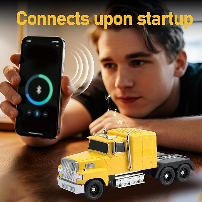 WSTER American Truck Bluetooth Speaker, Retro Car Model，Portable Wireless with HD Stereo Sound, TWS Pairing, USB/TF/AUX Playback, Unique Truck Model Speaker for Home & Outdoor(Yellow)