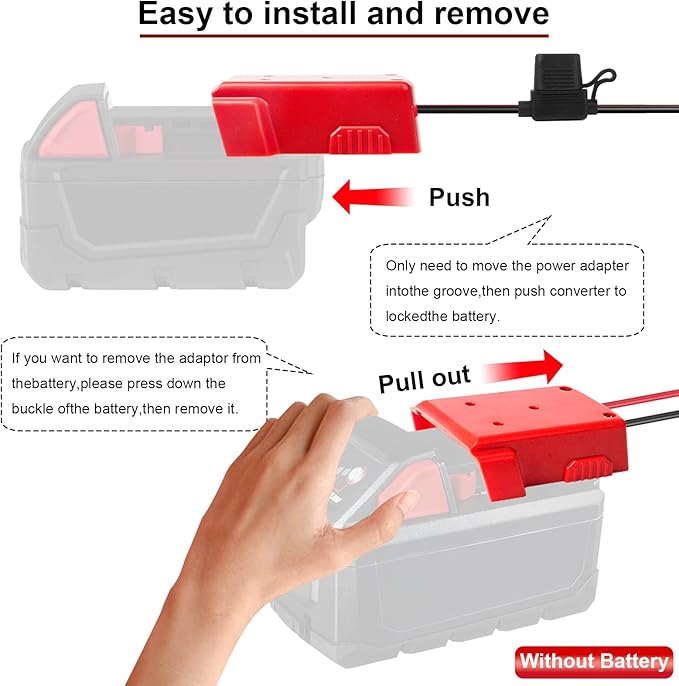 18V to 12V Step Down Converter Aadpter Compatible with Milwaukee M18 Batteries, DC 12 Voltage Battery Power Adapter, 20A 240W Buck Converter Regulator,with Over Discharge Protection, Switch and Fuse.
