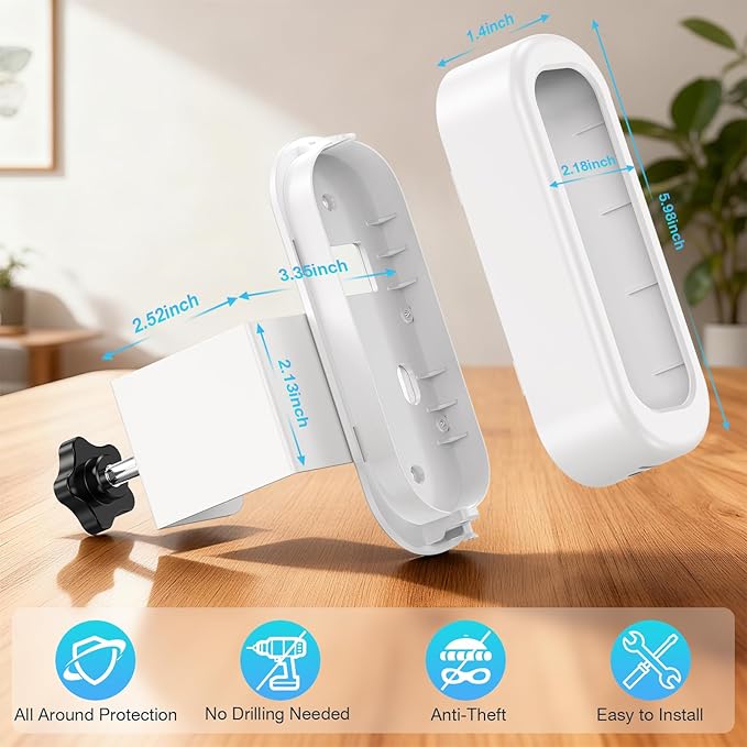 Anti-Theft Doorbell Mount Compatible with Arlo Video Doorbell 2K/HD (2nd Gen), No-Drill Adjustable Mounting Bracket for Arlo Doorbell Camera, Accessories for Apartments, Businesses Home (White)