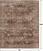 Hazo Haus Boho Taupe Brown Living Room Rug 8x10 - Modern Vintage Traditional Eclectic Oriental Neutral, Washable Low Pile Non-Slip Extra Large Area Rugs for Dining Under Table Bedroom Lounge - Image 2