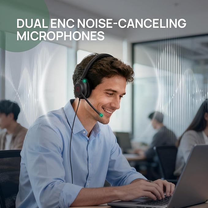 Yealink UH35 Wired Headset, USB Headset with Noise Cancelling Mic, Optimized for Skype and Zoom and Other Leading Conferencing Platforms, All-Day Comfort Design, Mute Button, Busylight