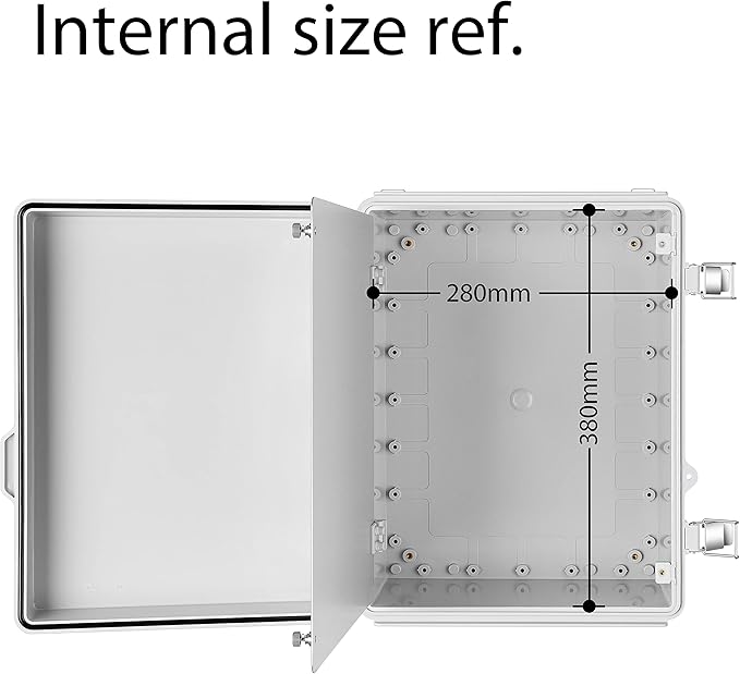 Gratury Junction Box, IP67 Waterproof Plastic Enclosure for Electrical Project, Hinged Grey Cover, Includes Mounting Plate and Wall Bracket (Grey Cover with Inner Door, 16.1"x12.2"x7.1")