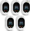 5PCS 4-in-1 Carbon Monoxide & Natural Gas Detectors with Temperature/Humidity LCD Display, Plug in Co Leak Detector Propane Monitor for Home Travel RV Essentials, Sound Alarm Over 85dB