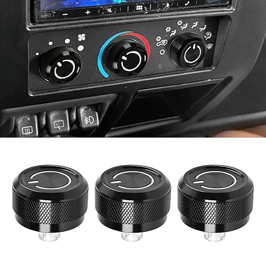 Xomzema 3Pcs Upgraded Control Switch Knob for Jeep Wrangler 1999-2006,Air Conditioning AC Heater Blower Fan Climate Control Knobs Switch Button,Replace 05011218AC 5011218AC