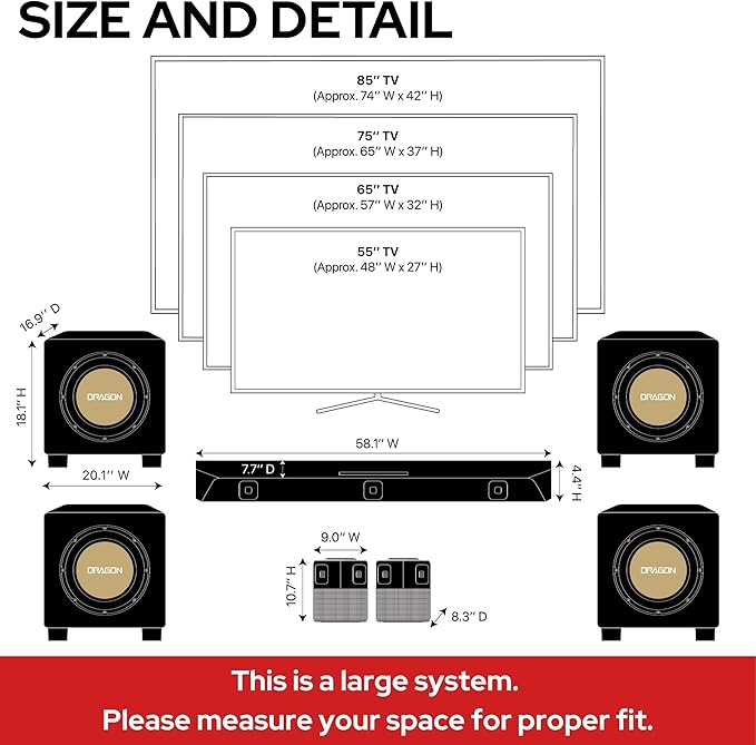 Nakamichi Dragon Home Surround Sound System with Quad 12" Subwoofers, Dolby Atmos and DTS:X Pro. Soundbar Meets AV Receiver