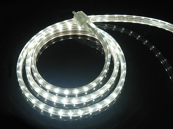 CBconcept UL Listed, 6.6 Feet, 720 Lumen, 6000K Pure White, Dimmable, 110-120V AC Flexible Flat LED Strip Rope Light, 120 Units 3528 SMD LEDs, Indoor Outdoor Use, Accessories Included, Ready to use