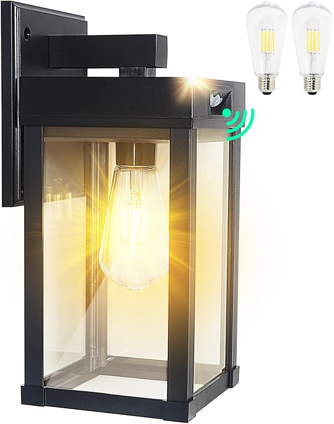 CYHKEE Solar Wall Lights Outdoor Waterproof with 3 Lighting Modes & Motion Sensor, Dusk to Dawn Exterior Porch Light fixtures, Solar Wall Lantern Fixture for Garage Patio Yard Garden
