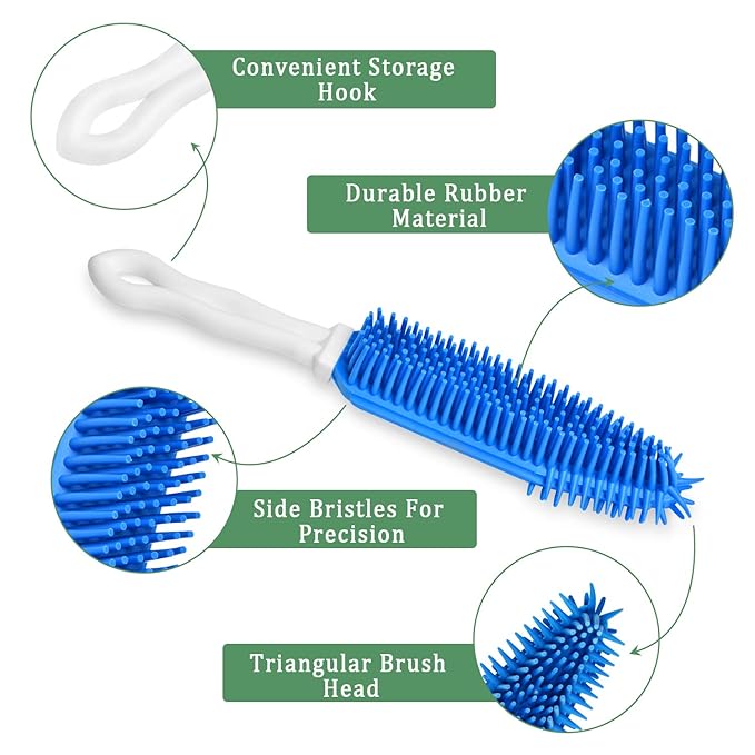 Akamino 3 Pieces Pet Hair Remover - Car & Auto Detailing Brush, Lint Remover for Dogs Cats, Rubber Massage Brush for Furniture, Car Interiors, Carpet