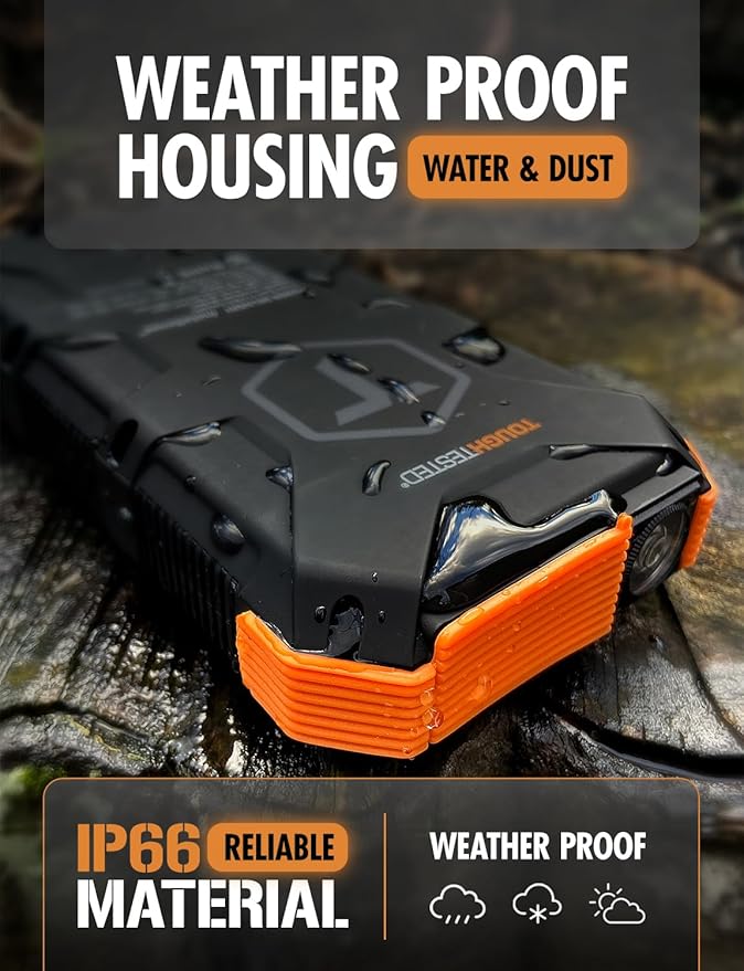 ToughTested Solar Power Bank 24000mAh, Fast Charging Portable Charger External Battery Pack with LED Flashlight, IP67 Waterproof Dustproof Shockproof for Camping, Travel & Emergency Use