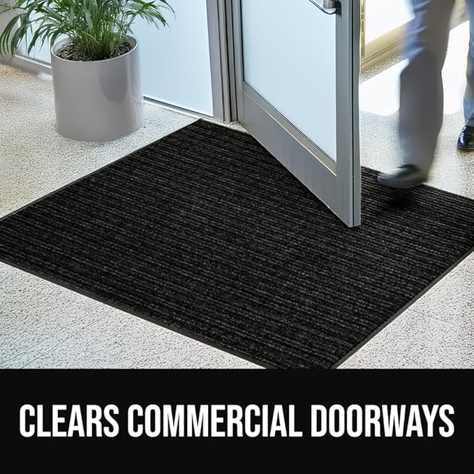 GORILLA GRIP Waterproof Traffic Guard Door Mat, 59x24, Heavy Duty Entryway Mats, Strong Rubber Back Commercial Utility Rugs for Office Hallway, Garage Floor and Home, Low Profile Carpet Runner, Black