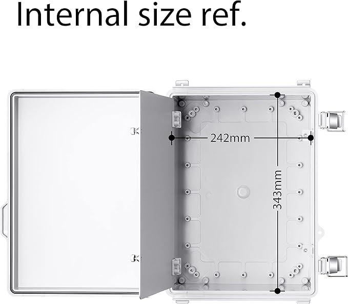 Gratury Junction Box, IP67 Waterproof Plastic Enclosure for Electrical Project, Hinged Grey Cover, Includes Mounting Plate and Wall Bracket (Grey Cover with Inner Door, 14.6"×10.6"×5.9")