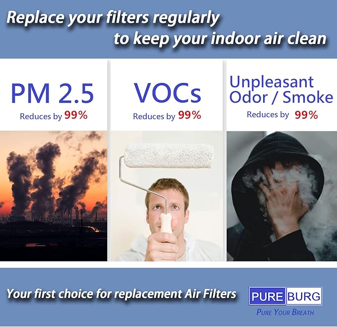PUREBURG Replacement Filters Compatible with Air Choice AP-528 Air Purifier,2-Pack H13 True HEPA Pre-Filter, Air Clean Dust Pet-hair