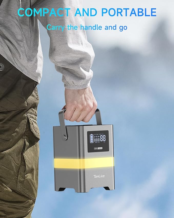 Portable Power Station, 300W Solar Generator 257Wh with Color LED Light, PD 100W Two-Way Fast Charge, AC Outlet Pure Sine Wave, DC, USB-A/USB-C, 120V Portable Power Bank for Camping Home Outdoor Use