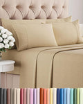 Cal King 6 Piece Sheet Set - Cooling & Breathable - Hotel Luxury Bedding, Includes Fitted Sheet for Women, Men, Kids & Teens - 1 Flat, 1 Fitted Sheet, 4 Pillowcases w/Deep Pockets - Heathered Tan
