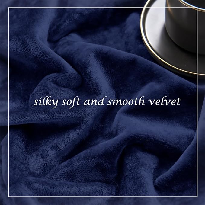 SMILETIME Navy Blue Crushed Velvet Curtains 52x108 inch Luxurious Thermal Insulated Soundproof Drapes for Living Room Bedroom Office Soft and Durable Light-Filtering Window Treatments, 2 Panels