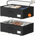 Under Bed Storage with Wheels, 2-Pack Under Bed Storage Containers, No Assemble Required 10 inches Height, Rolling underbed storage Drawers, Underbed Storage Bins for Shoes, Clothes, Blankets, Toys