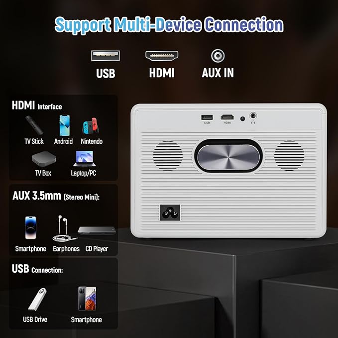 [Built-in Apps & 2026 Upgraded] Projector with WiFi and Bluetooth｜3 Years Protection｜2000ANSI Native 1080P/4K Supported｜Ultra Short Throw Projecto for Home & Outdoor｜Built-in Apps