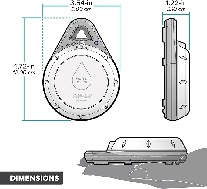 Leak Geek Pro Wi-Fi Alert System: Bridge Gateway, 3 Water Spot Detection Sensors, a Water Leak Area Detection Sensor with 76-inch Cable, and an Interior Temperature and Humidity Sensor Display