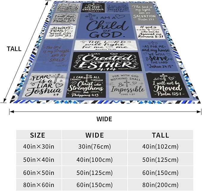 Christian Throw Blanket for Couch, Inspirational Gift for Women, Super Soft Plush Flannel Blanket, 60"x 80" Thoughts and Prayers Blankets for Bedroom Sofa Living Room Decoration