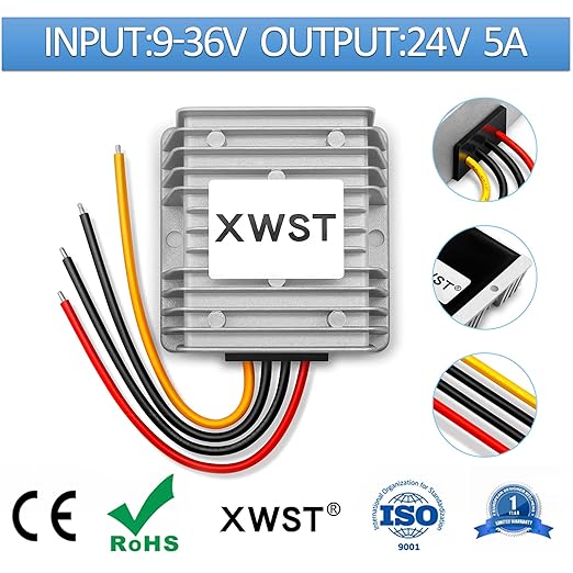 DC DC Stabilizer 9V-36V to 24V Boost Buck Converter Power Supply 5A 120W Waterproof Voltage Regulator Stabilizer Auto Step Up Down 24V Volt Transformer Module