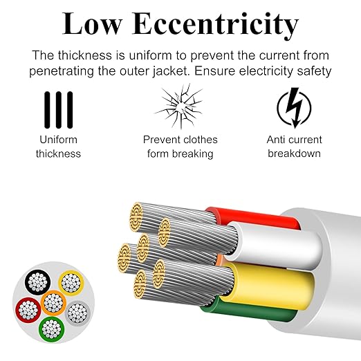 16 Gauge 6 Conductor Electrical Wire, 16.4 FT Low Voltage 16/6 Tinned Copper Stranded 6 Wire Cable, 16 AWG White Flexible Extension Cord for Sprinkler, Thermostat, Speaker, Irrigation, Automotive