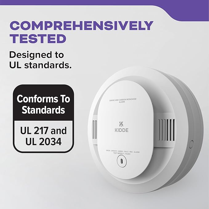 Kidde Smoke and Carbon Monoxide Detector, AA Battery Powered with LED Status Lights, 85 dB Alarm, 5 inches, 3-Pack