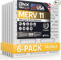 BNX TruFilter 14x14x1 Air Filter MERV 11 (6-Pack) - MADE IN USA - Allergen Defense Electrostatic Pleated Air Conditioner HVAC AC Furnace Filters for Allergies, Dust, Pet, Smoke, Allergy MPR 1200 FPR 7