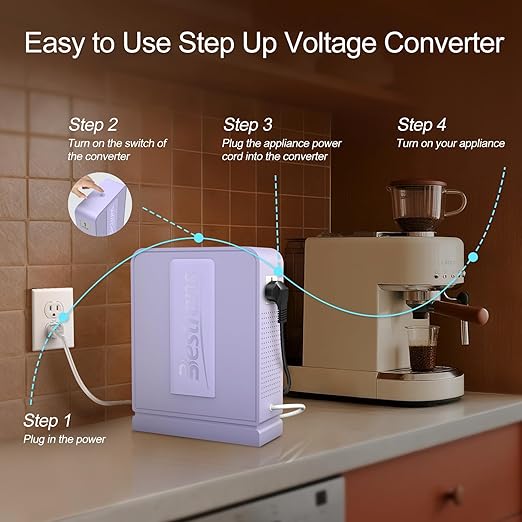 BESTRANS 3000W Step Up Transformer 110v to 220v Converter, Heavy Duty Voltage Converter 110v-120v to 220v-240v with Dual Outlets, Overload Protection & Ultra-Quiet for Home Appliances, Light Purple