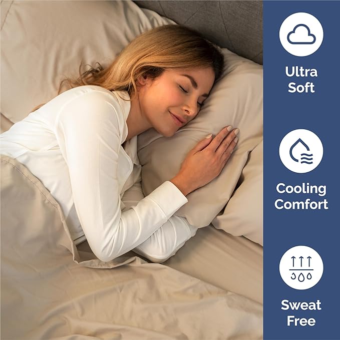King 6 Piece Sheet Set - Cooling, Comfy & Breathable - Hotel Luxury Bedding, Includes Fitted Sheet for Women, Men, Kids and Teens - 1 Flat, 1 Fitted Sheet, 4 Pillowcases with Deep Pockets - Cream