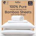 Bambaw King Sheets Set 4pcs – 100% Viscose Derived from Bamboo Sheets King Size Deep Pocket, Fits Up to 16'', Luxury Bedding, Super Soft Sheets King Size, Cooling Sheets King Size (White)