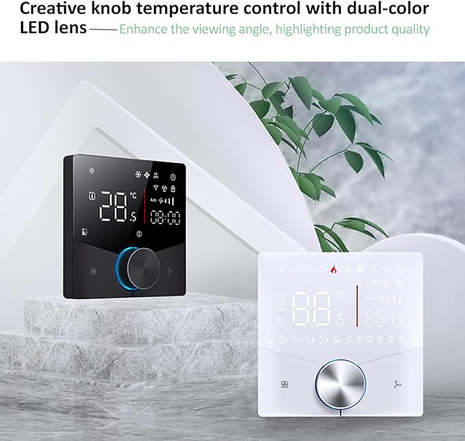 WiFi Central AC Thermostat Energy Saving Control Wall Mounted Programmable Temperature Controller for Smart Home (White)