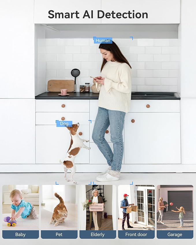 FOSCAM 3K 5MP Security Camera Indoor/Outdoor, 2.4g & 5g WiFi Magnetic Mini Dog/Cat/Pet/Baby Camera, Smart Motion Detection, 20X Zoom, 2-Way Audio, Night Vision, Home Monitor Work with Alexa & Google