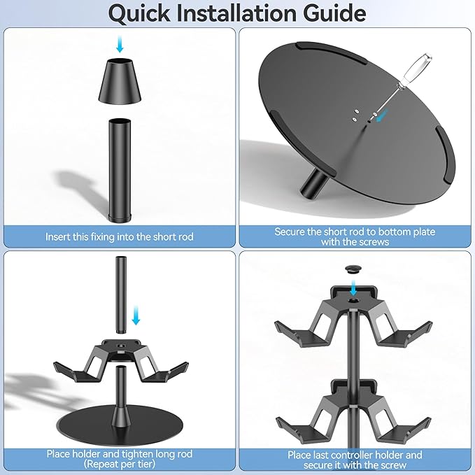 Kosker Headset Stand 3 Tiers for Desk, Rotatable Gaming Controller Stand for PS5/PS4/Xbox/Switch2/PS Portal/Phone, Universal PC Gamer Gift Accessory Controller/Headphone Holder for 9 Packs Controller