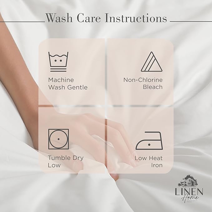 Linen Home 100% Cotton Percale Sheets California King Size, Sand Shell, Deep Pocket, 4 Pieces Set - 1 Flat, 1 Deep Pocket Fitted Sheet and 2 Pillowcases, Crisp Cool and Strong Bed Linen
