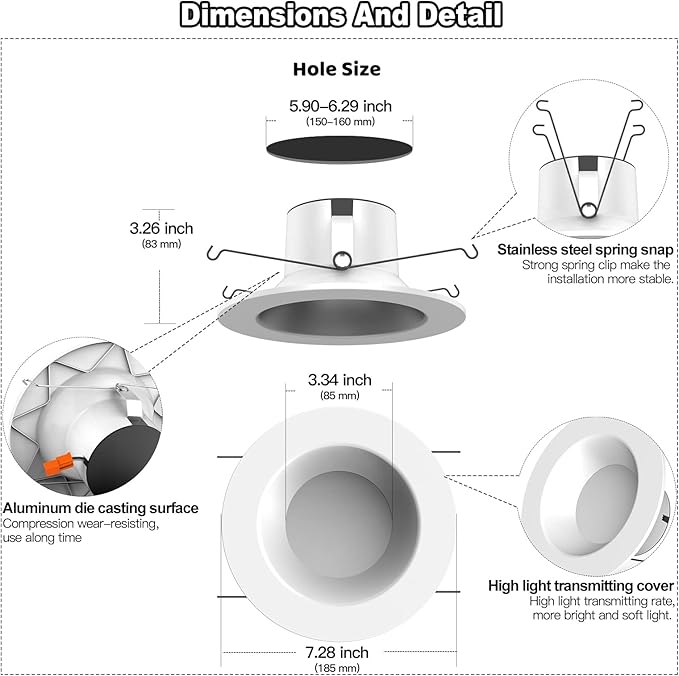 VANANCE Smart Can Light 6 Inch, Multicolorred, Dimmeble, 2700K-6500K CCT Selectable, RGB Remote LED Recessed Lighting 4 Pack, WiFi & Bluetooth LED Downlight, Compatible with Alexa Google Home