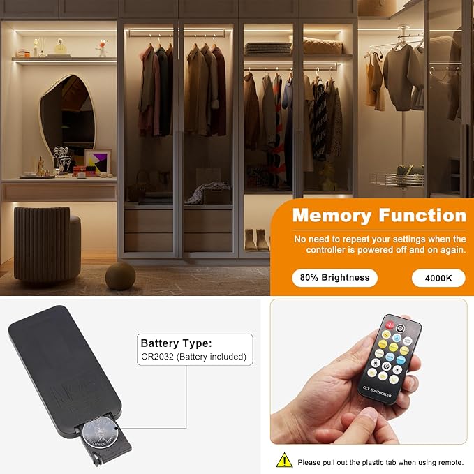 PAUTIX RF Remote Dimmer CCT Tunable COB LED Strip Lights,17-Key Wireless Remote and Controller DC 5-24V for CCT COB LED Tape Lights,Timer Function