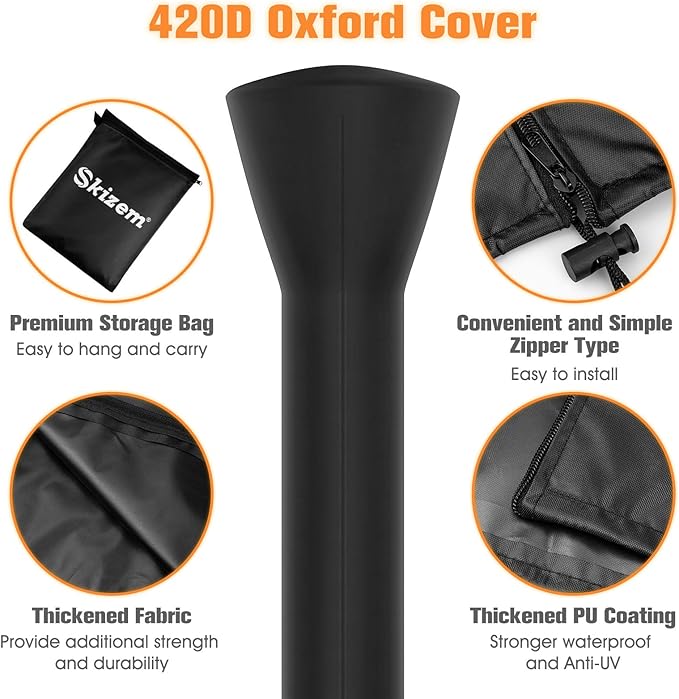 Skizem Outdoor Patio Heater Covers with Zipper,Upgraded 420D Oxford Fabric with PU Coating Material,100% Waterproof Windproof Anti-UV Snow-Poof,36 Months of Use (89'' H x 33" D x 19" B)