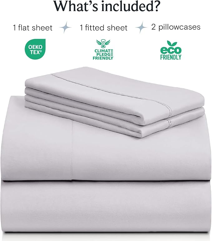 LuxClub 4 PC Sheet Set Bed Sheets Deep Pockets 16" Eco Friendly Wrinkle Free Cooling Machine Washable Hotel Bedding Silky Soft - Dove Gray California King
