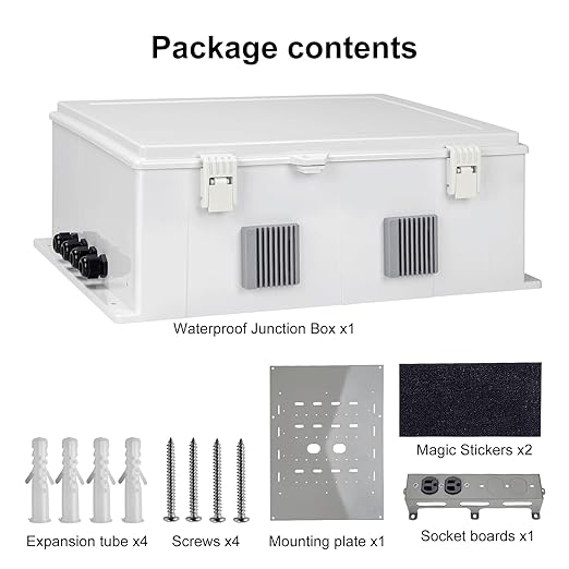 Namunanee Outdoor Electrical Junction Box with High Power Outlet, ABS Water Resistant Enclosure with Internal Mounting Panel & Hinged Cover. (18.1" H* 12.6" L* 6.3" W & Outlet)