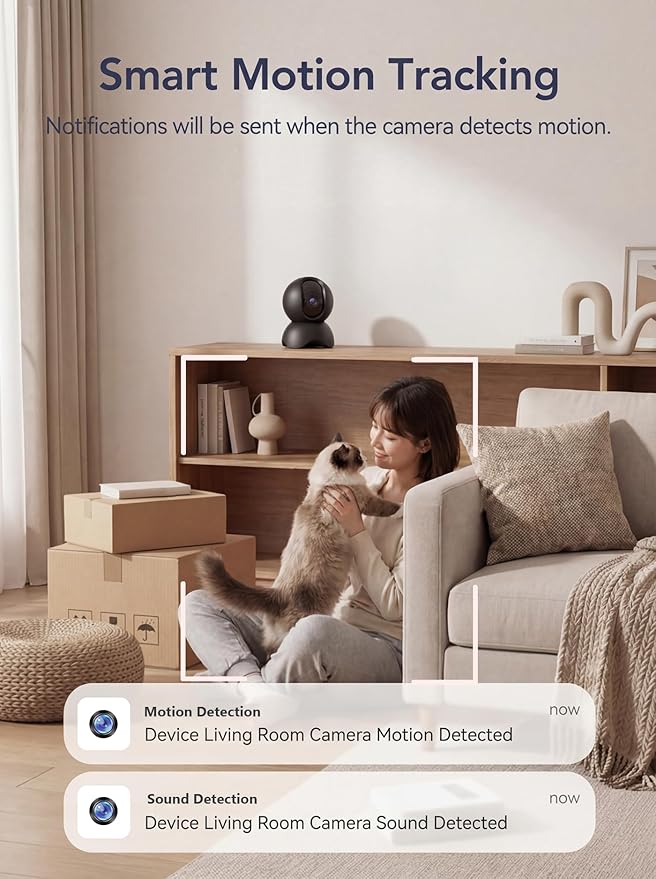 YYSY 2K 2.4G&5G Indoor Security Camera, 2 Packs Pet/Dog/Baby Security Camera with Phone App, 360° Pan-Tilt WiFi Cameras for Home Security, 2-Way Audio, Night Vision, Auto-Tracking, Privacy Mode