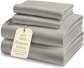 LANE LINEN 100% Cotton Full Bed Sheets - 1000 Thread Count, Sustainably Produced Luxury Hotel Like Thick Full Size Sheets Set, Naturally Temperature Regulating Machine Washable Cotton Sheets - Silver